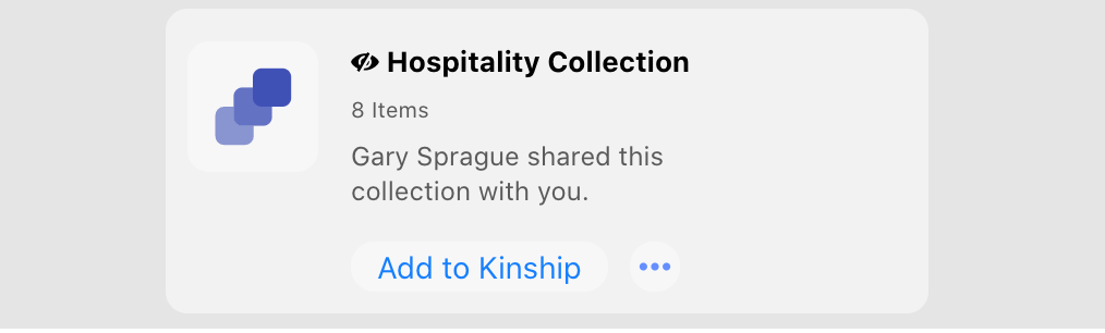 Notification of a new shared collection available to add to your account.