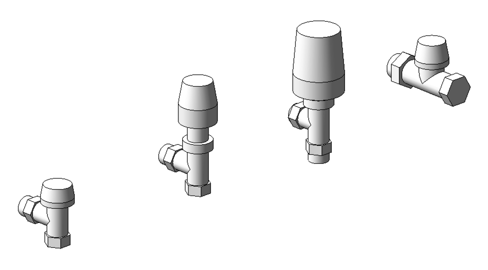 3D image showing radiator valves.