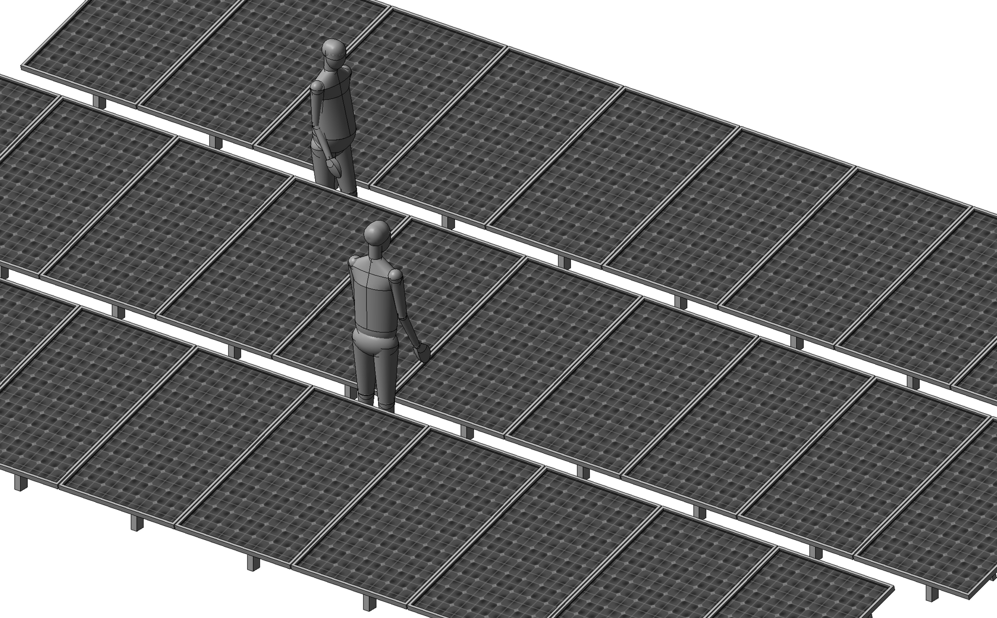 3D showing solar panel array.