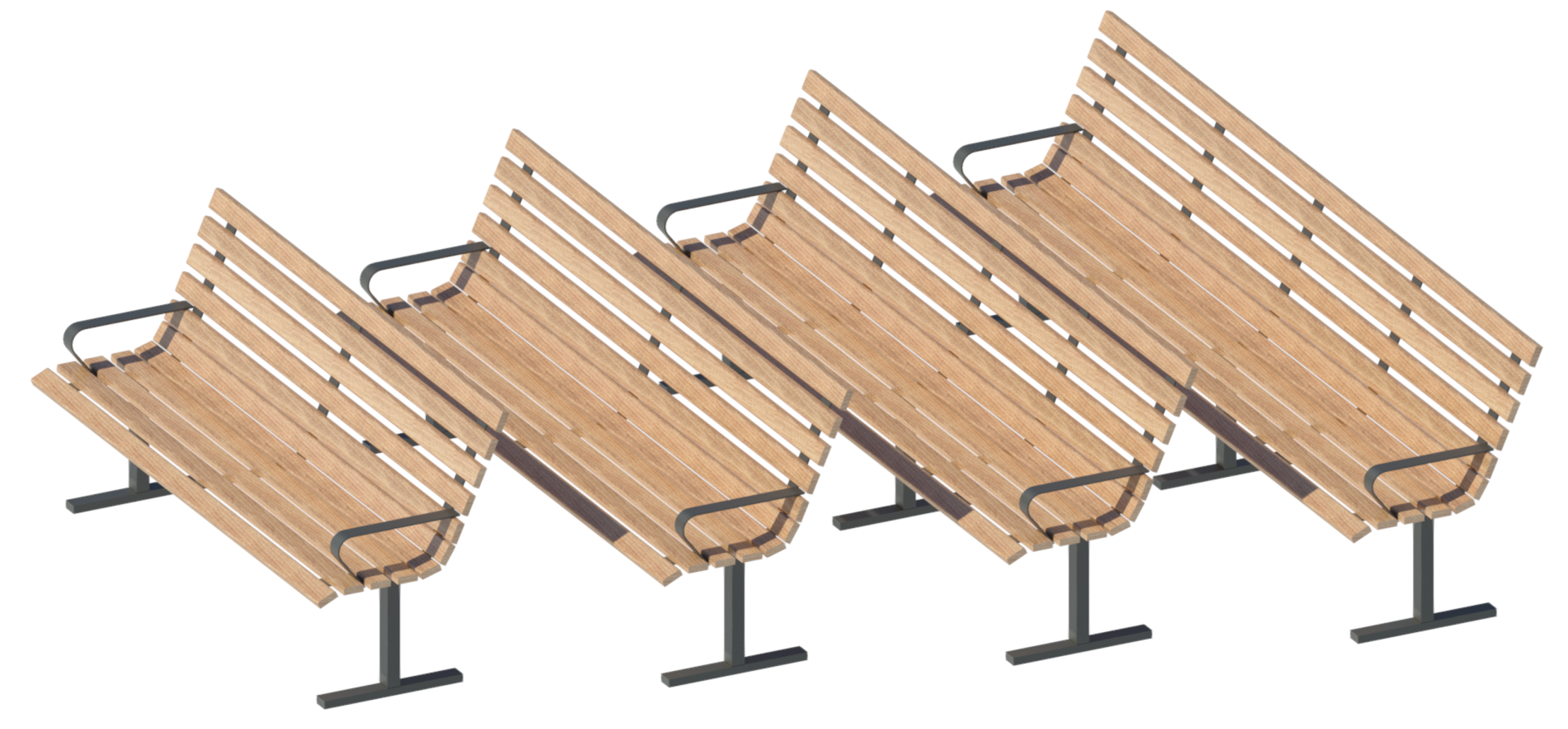Revit render showing timber benches.