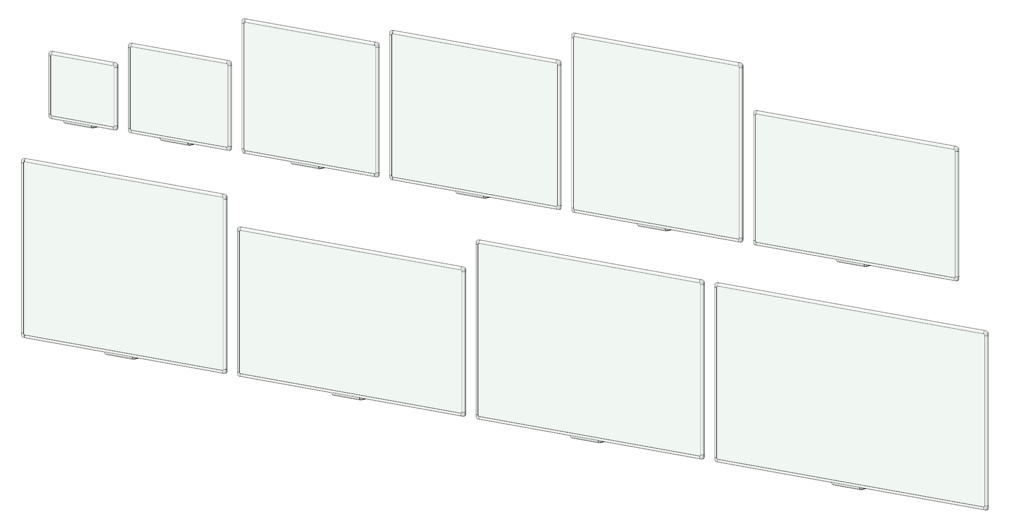 3D image showing whiteboards.
