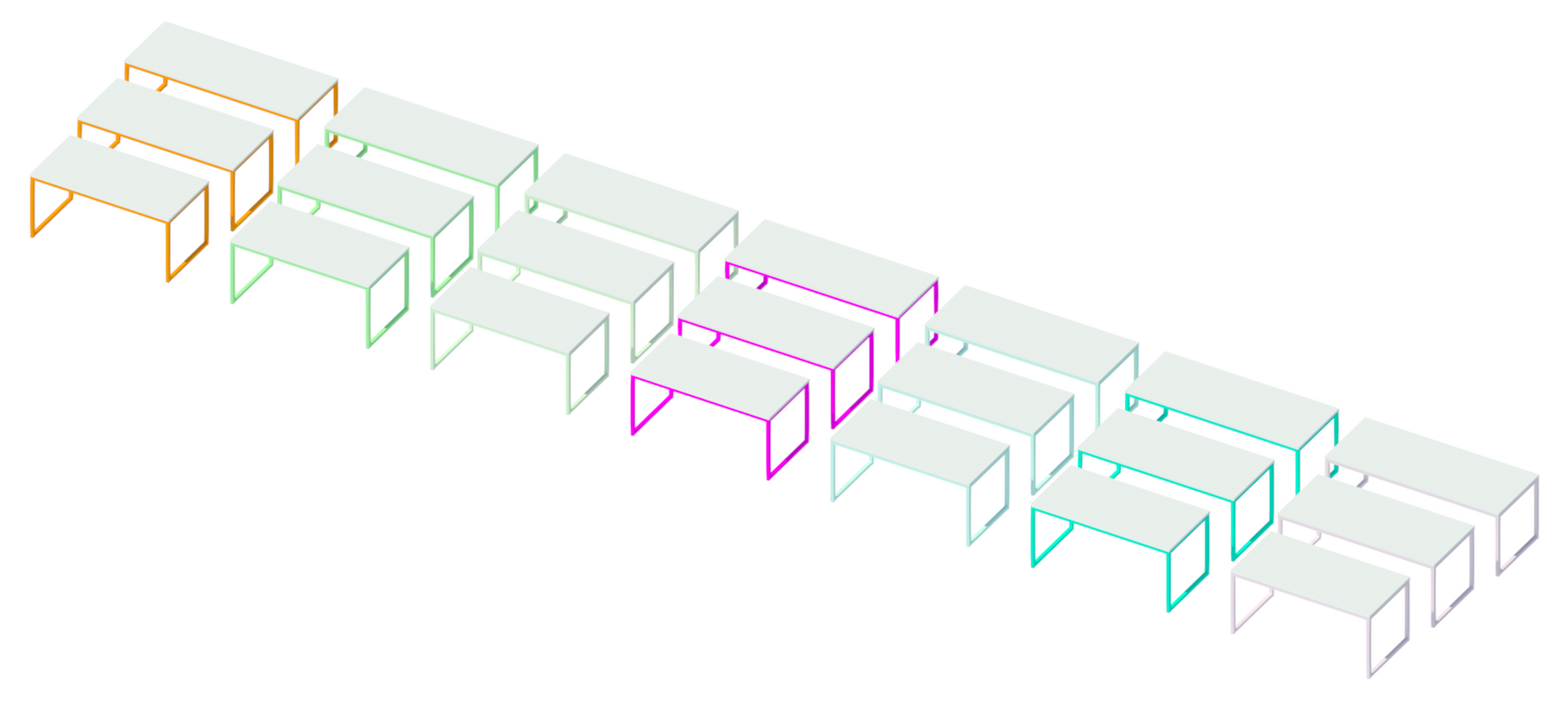 Revit family of rectangular tables from Furniture At Work.