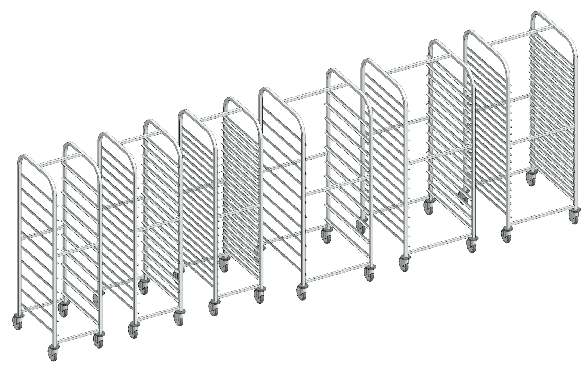 Revit family of mobile tray storage racks from Merlin Industrial Products.