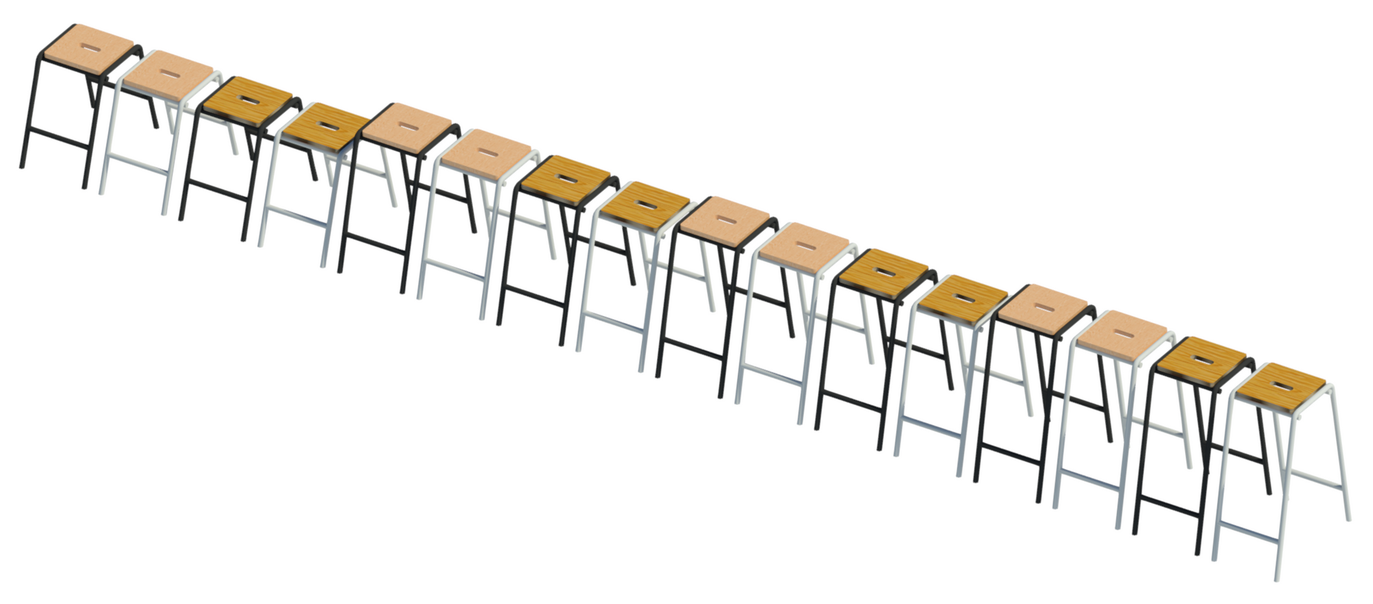 3D image showing high stool Revit family types.