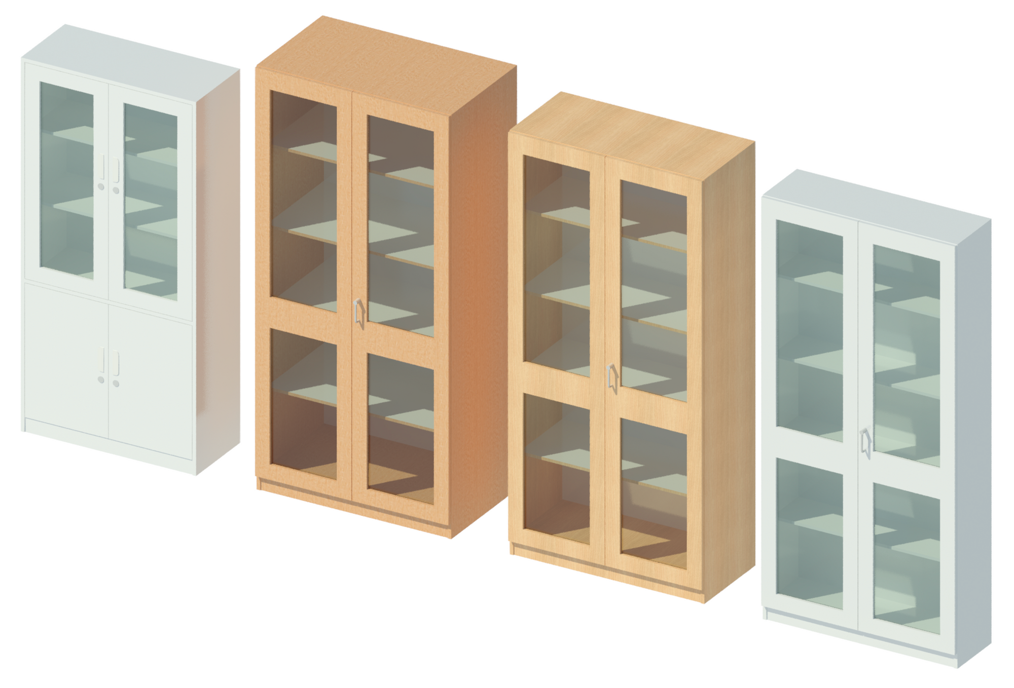 3D rendering showing storage cabinets.