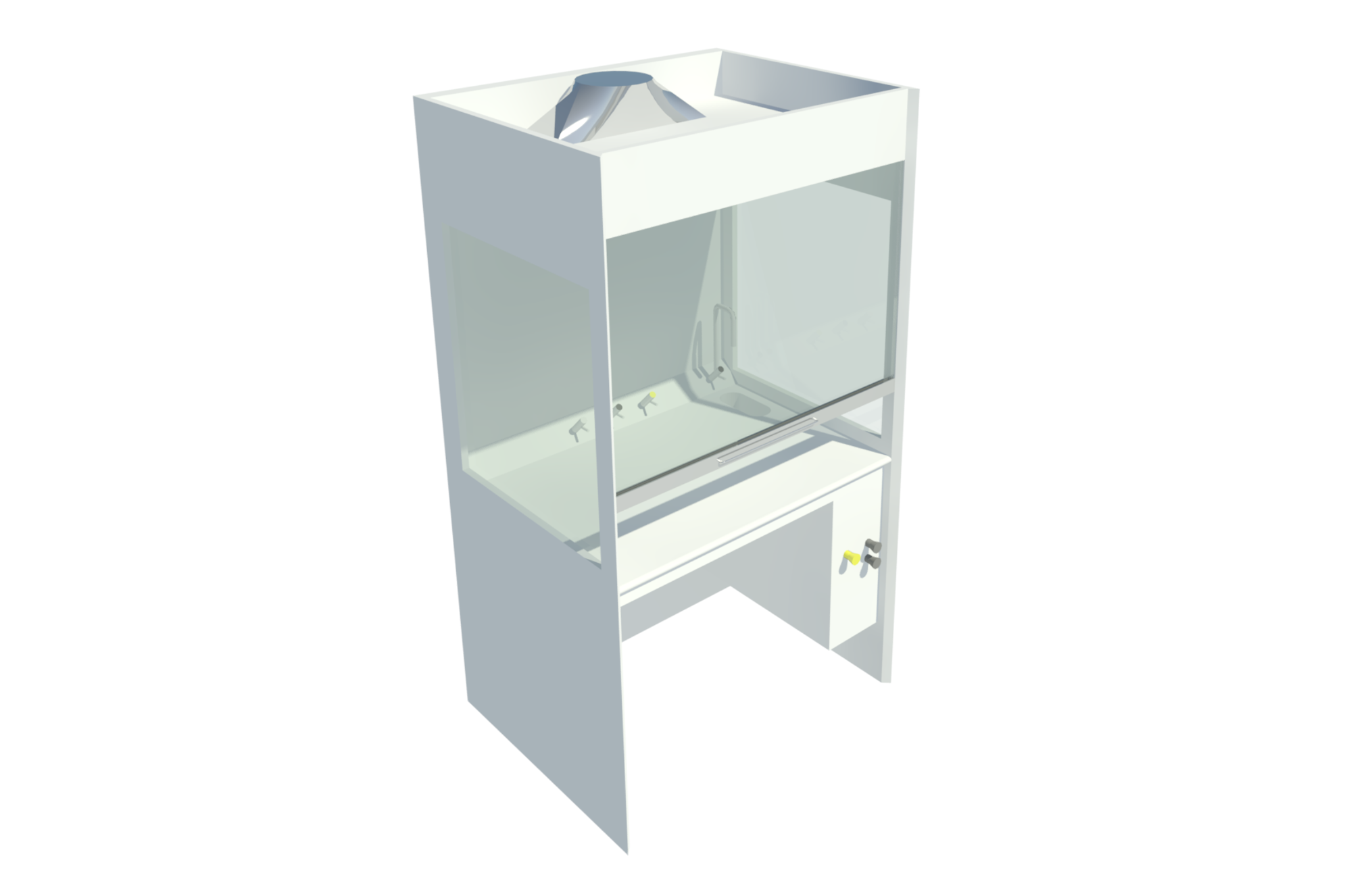 3D rendering showing single walled fume cupboard.