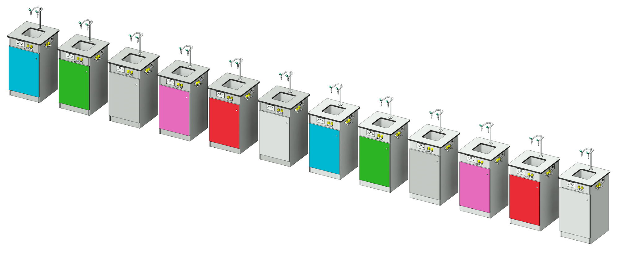 3D image showing service bollard material variations.