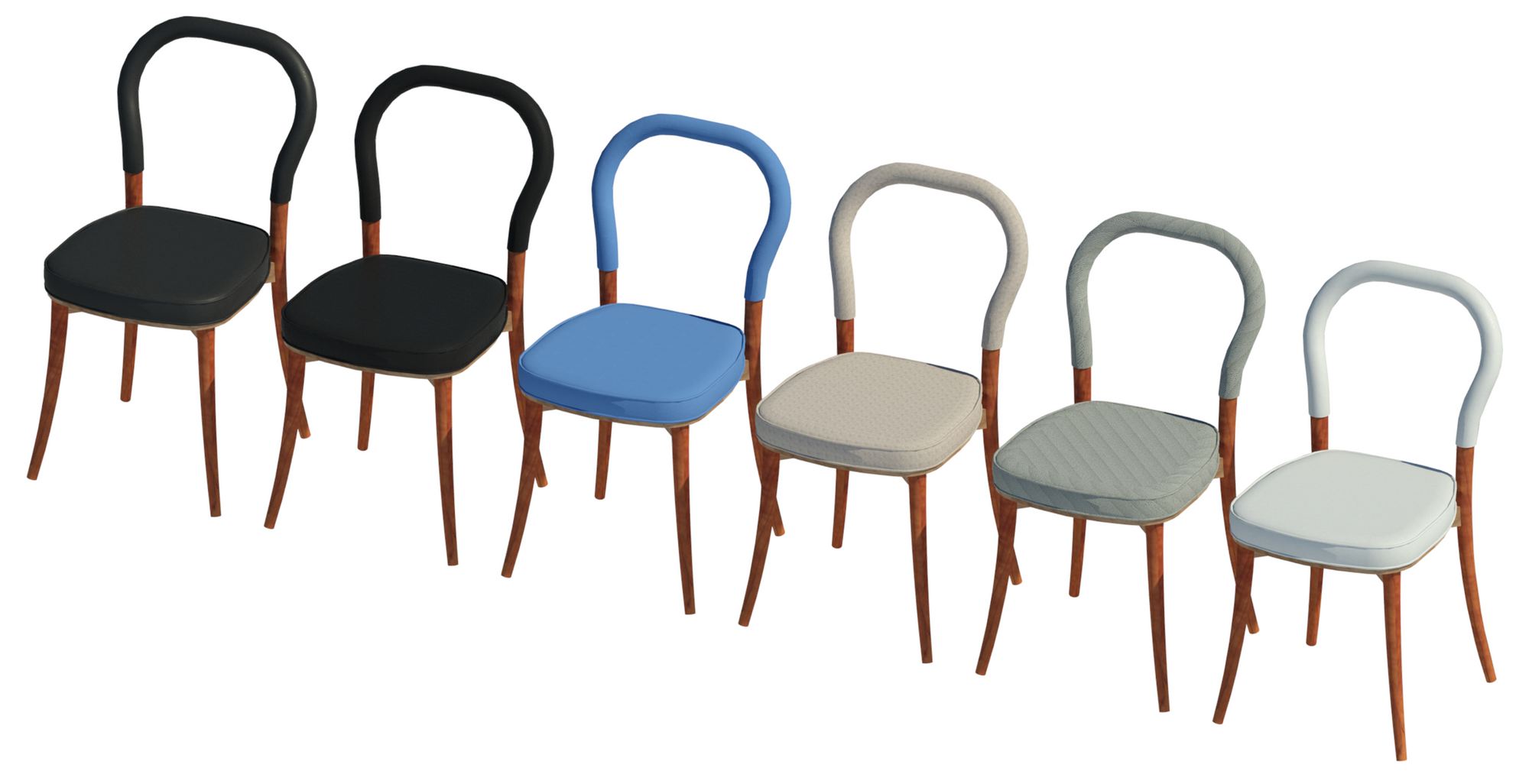 Revit family of the Göteborg Chair showing six upholstery finishes.