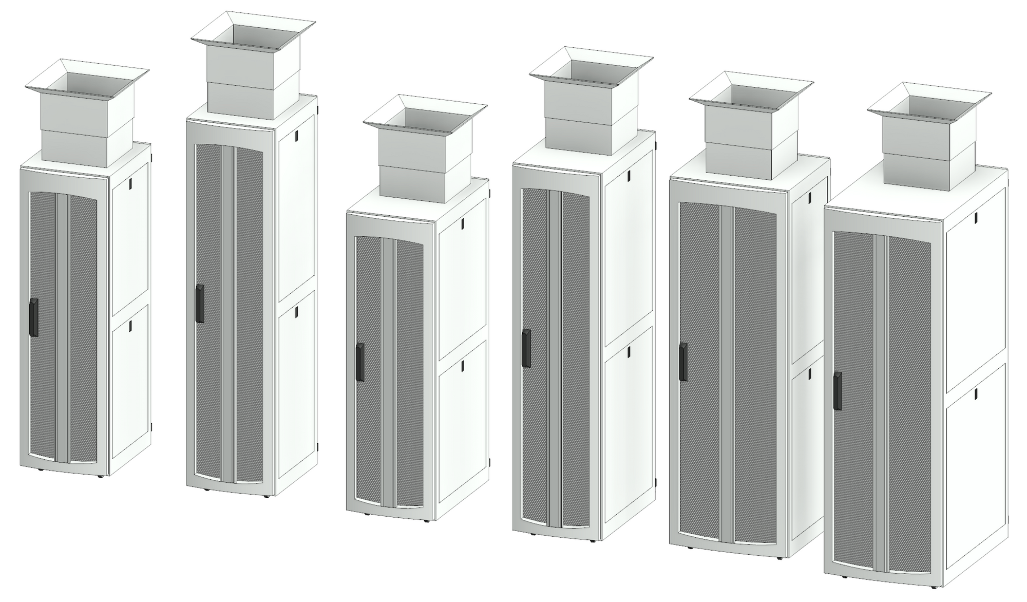 A selection of sizes of the TeraFrame F Series Gen 3 with top exhaust.