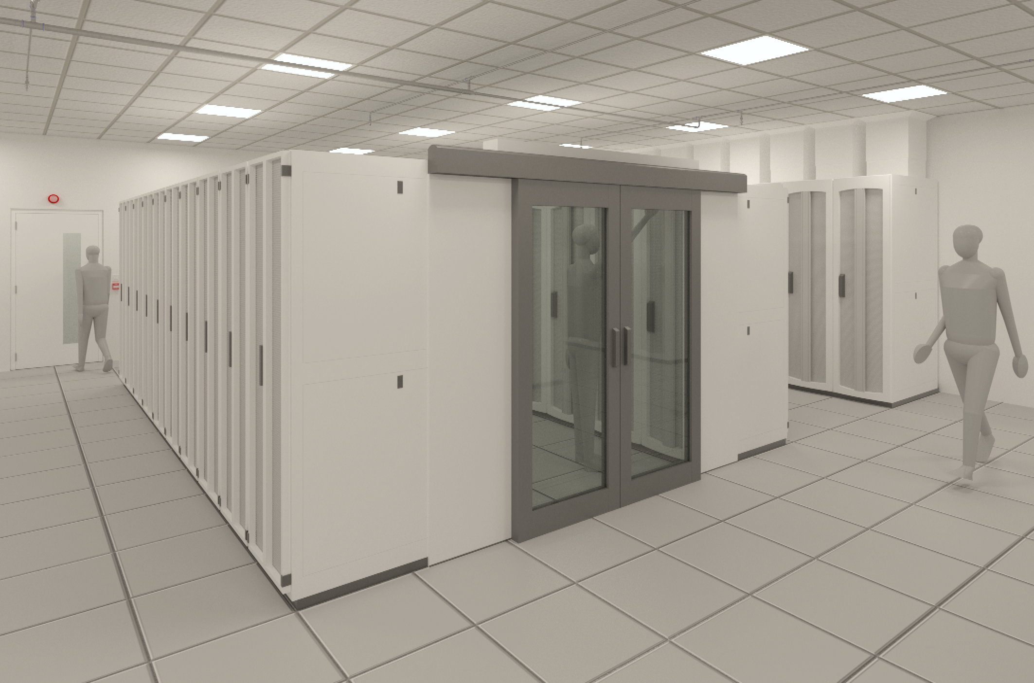 Revit render showing cold aisle containment exterior.