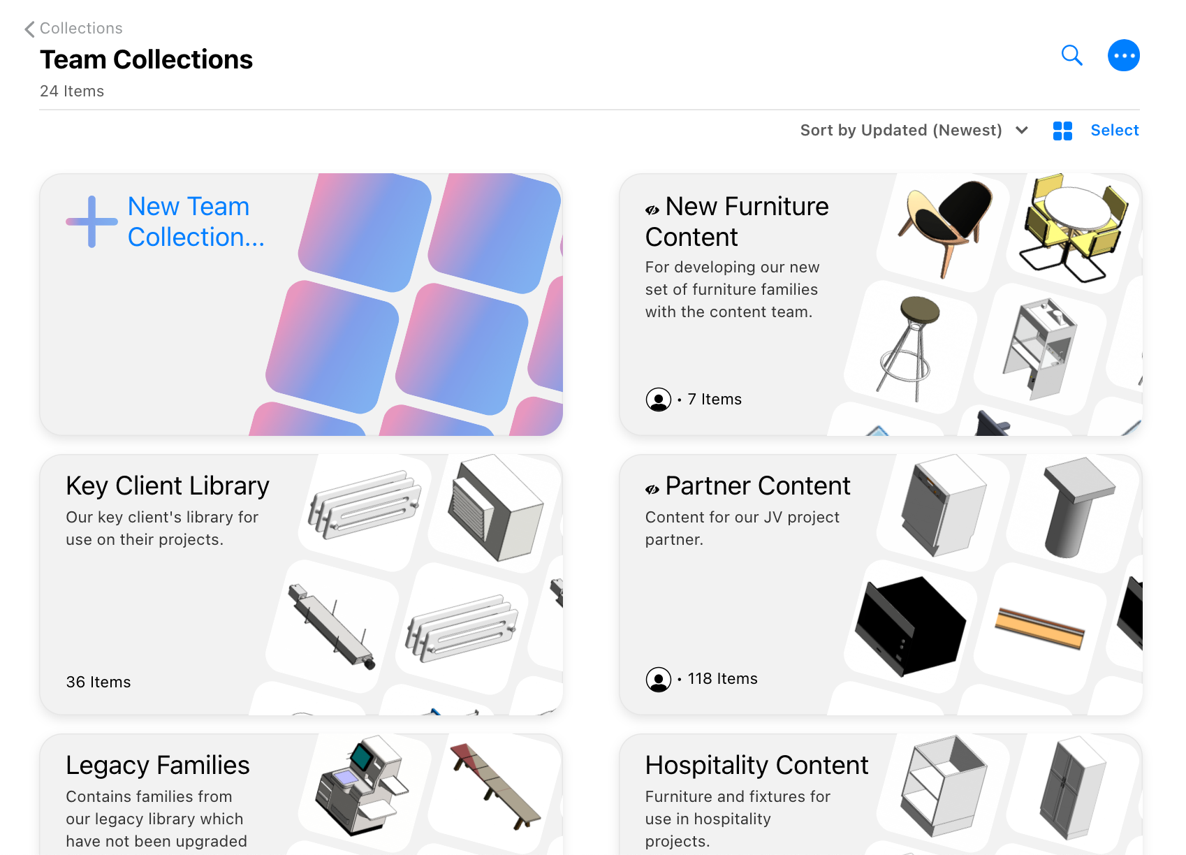Team Collections landing page in Kinship.