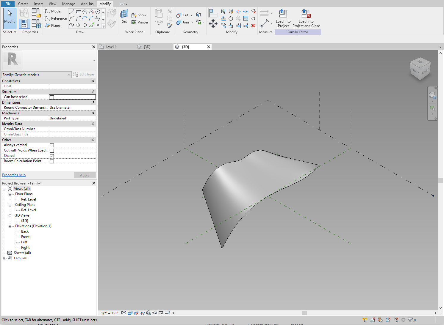 Creating a form from the two splines.