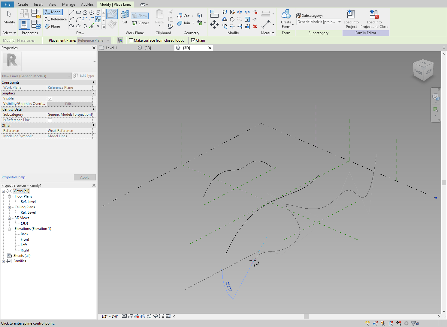 Adding a third more complex profile to the Revit family.