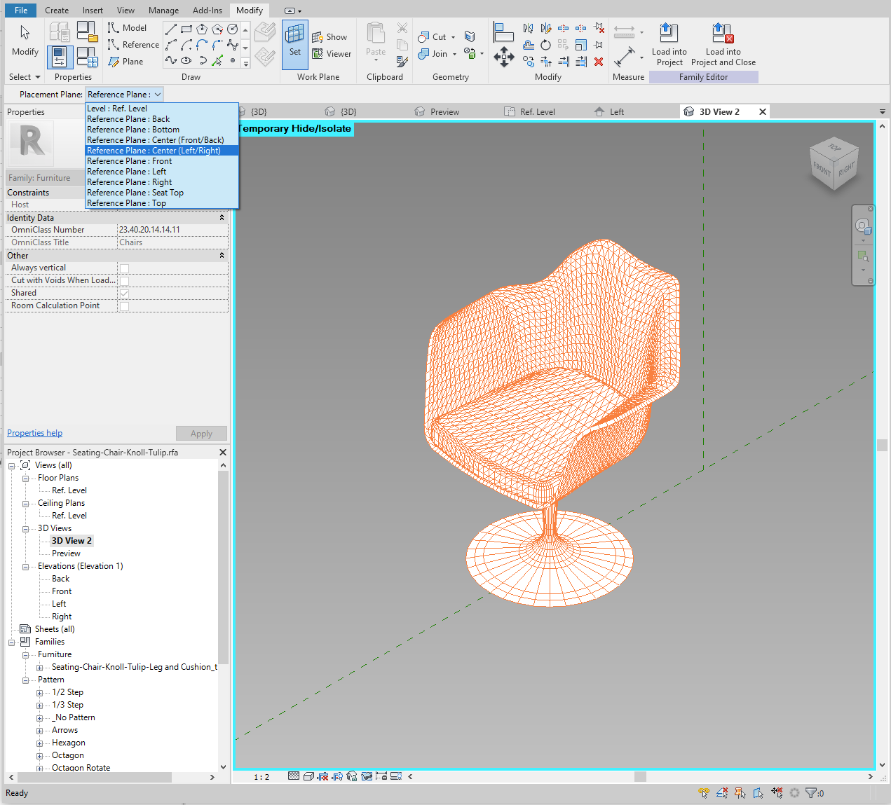 Set the active work plane to Center Left/Right.