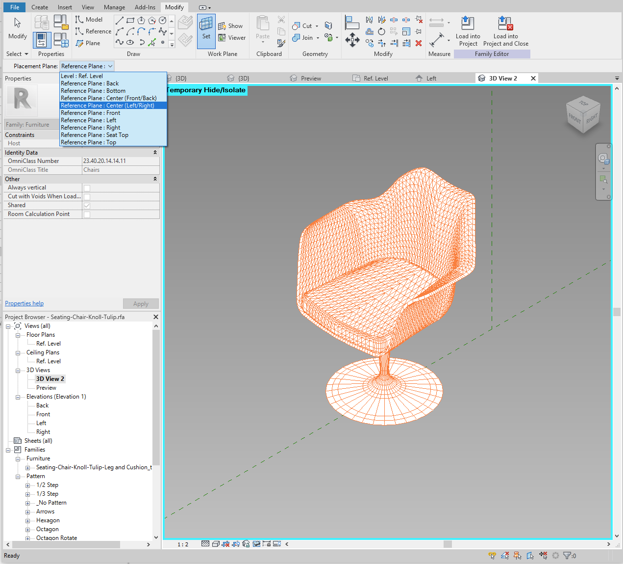 3D CAD geometry inserted into our Revit family.
