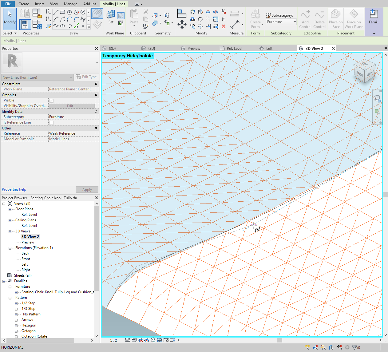 Adjust the spline using the control vertices to follow the intersection as closely as possible.