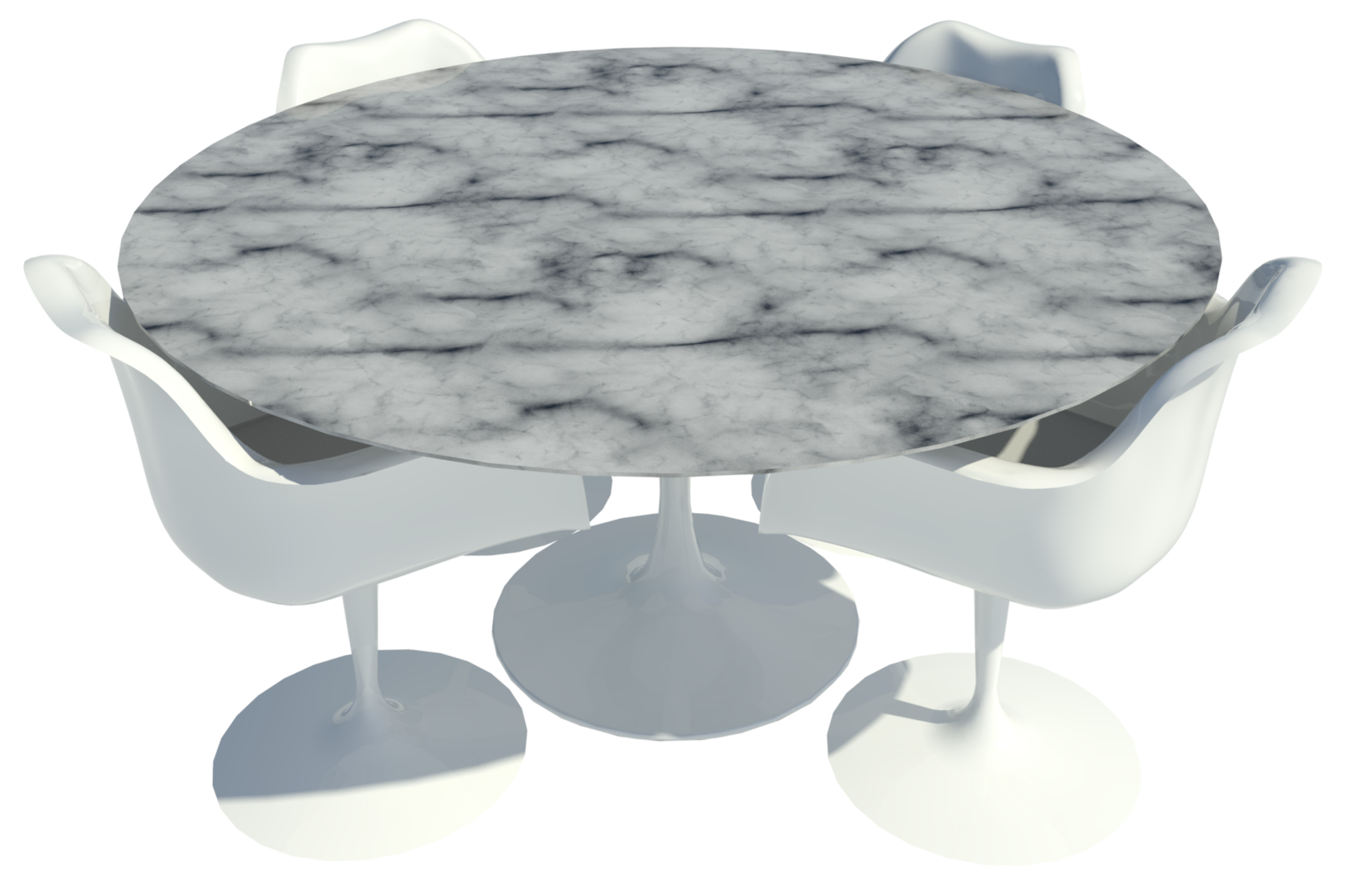 Revit raytrace of Tulip chair and dining table by Eero Saarinen.