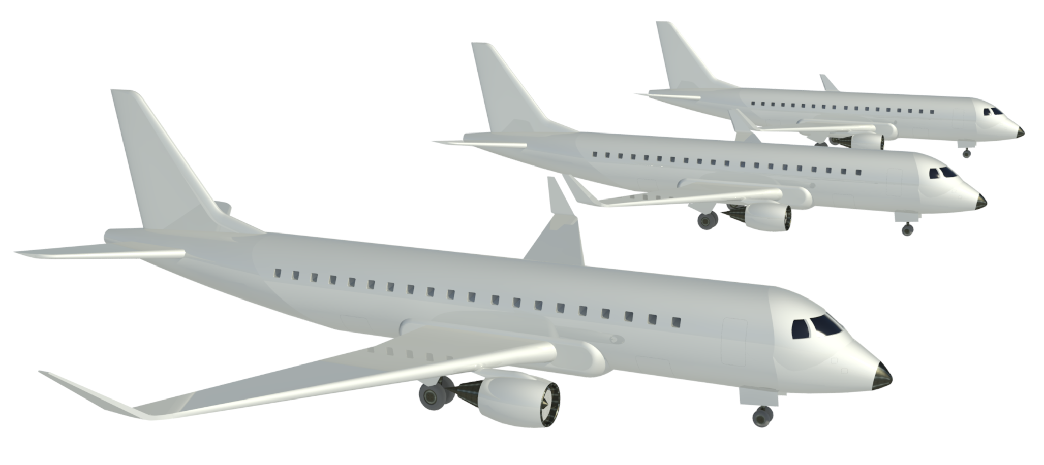 Revit Ray-trace showing Embraer aircraft.