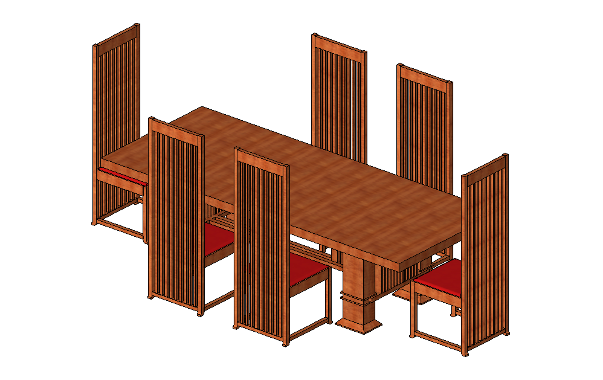Chairs and a table can be nested into the same Revit family. Setting them as Shared allows us to tag and schedule them in the project.