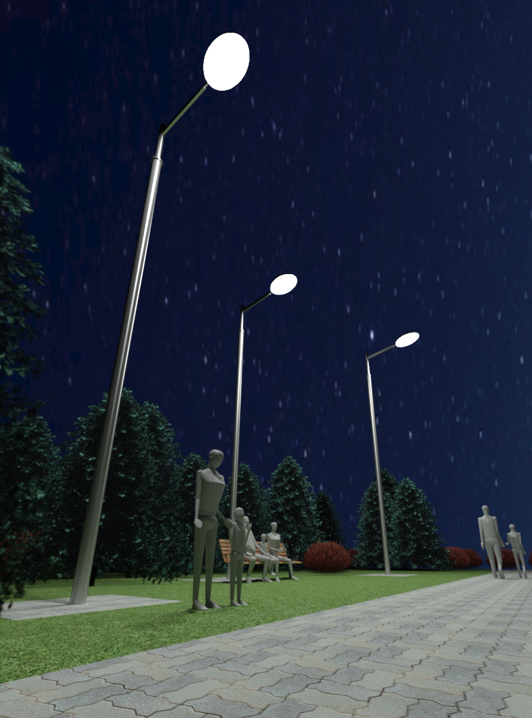 Revit render showing street lamp post.
