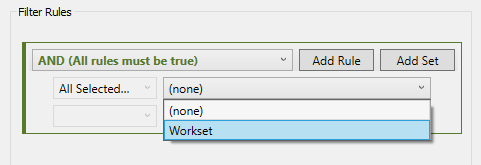 “Workset” filter option becomes available when Collaboration is enabled. 