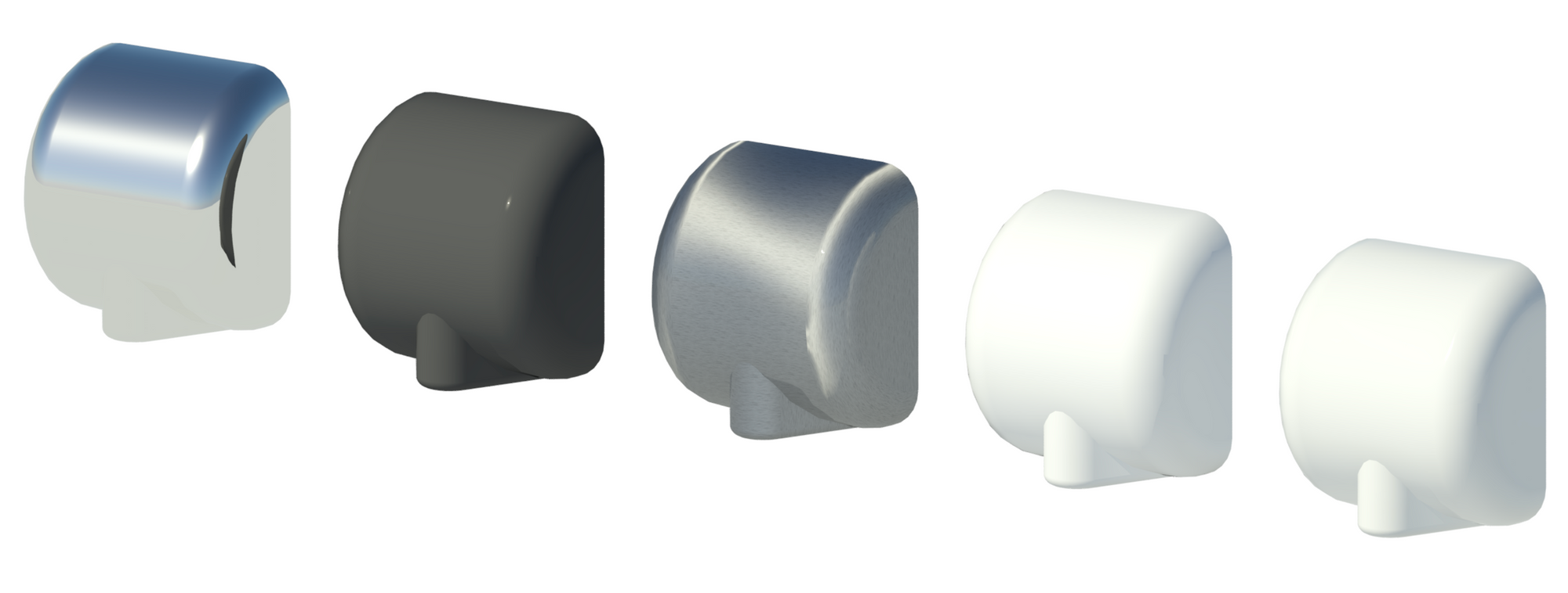 Revit ray trace showing different materials for the Xlerator hand dryer.