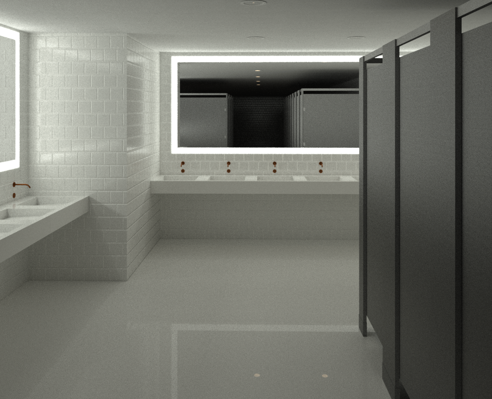 Revit render showing mock-up bathroom with furniture from the collection.