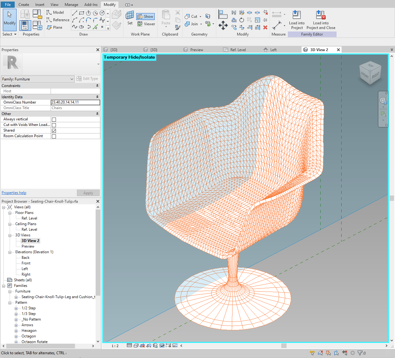 revit family not showing in 3d view