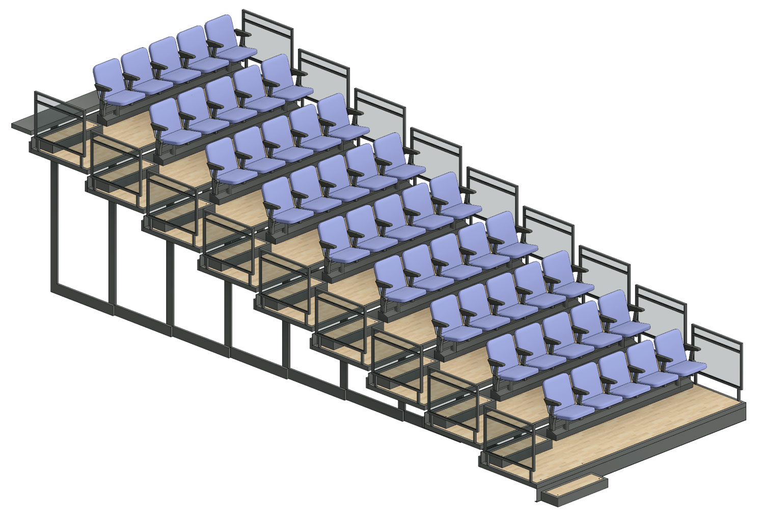 Retractable seating family in Revit with instance-based design options