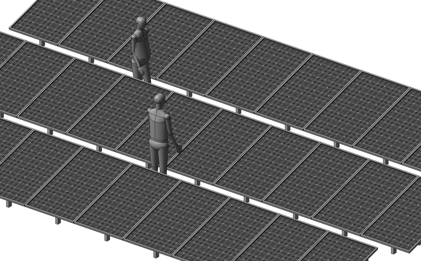 Solar panel array — a combination of Optigreen framing and LG panels