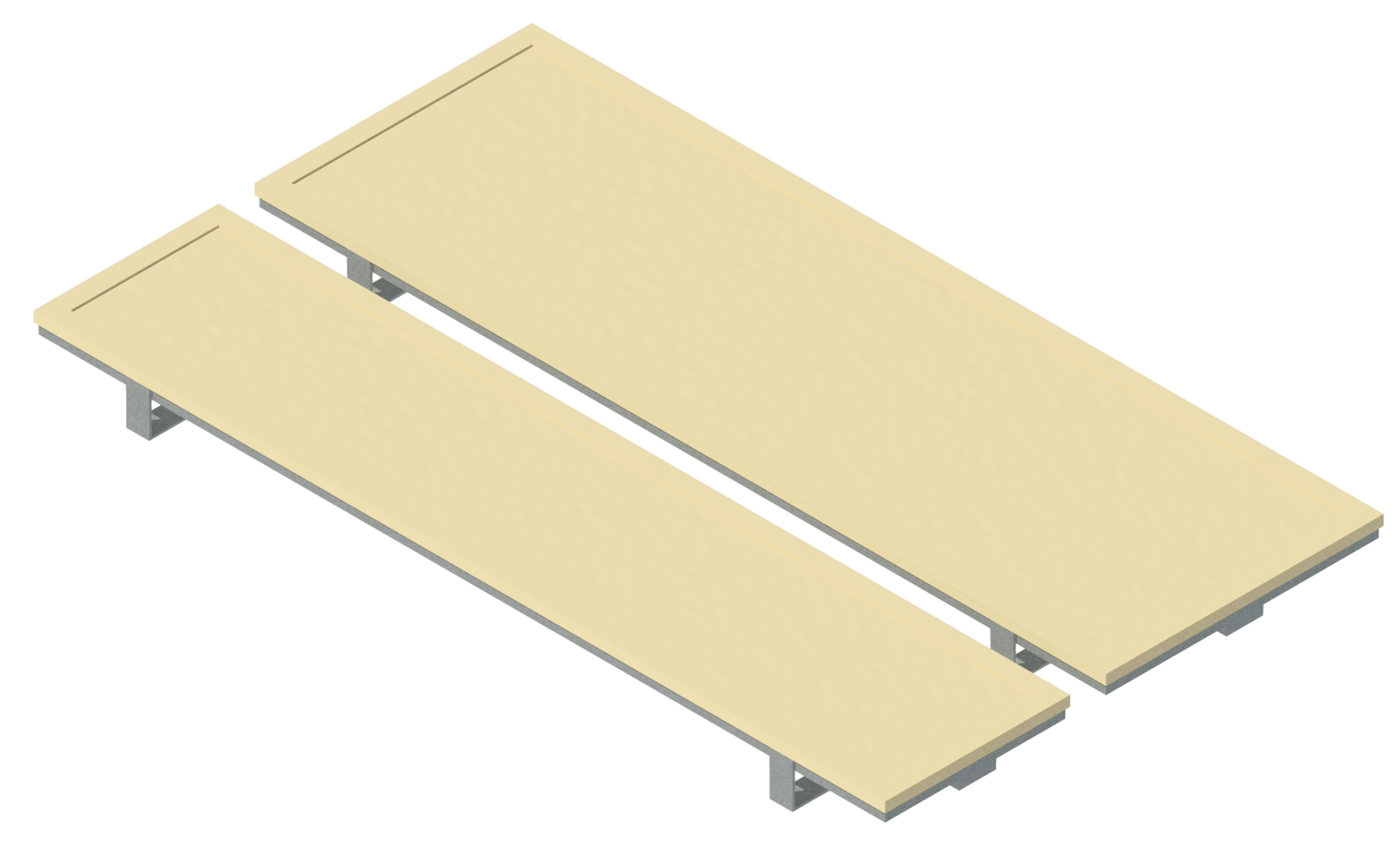A render of two ceiling-mounted radiant heat panels from manufacturer WarmlyYours