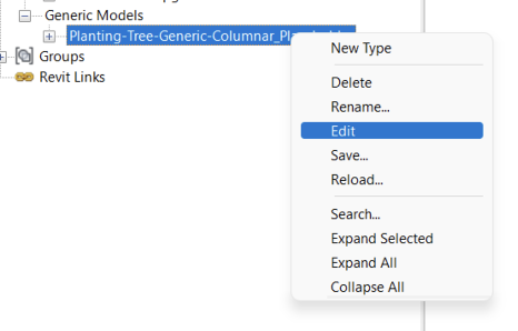 A pop-up with the option to edit the planting-tree-generic-columnar-plant file.