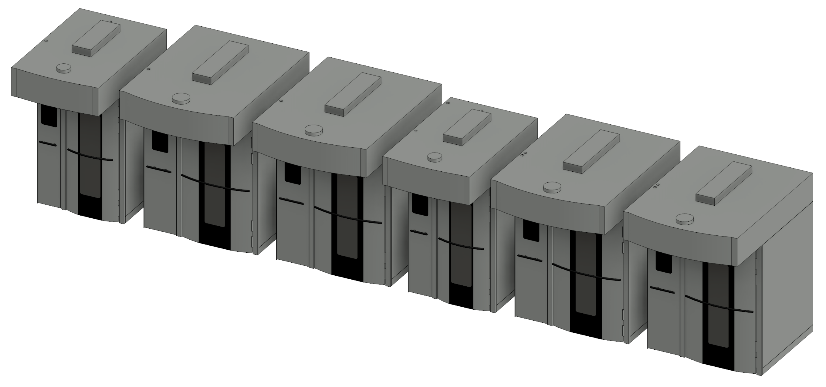 Revit 3D view showing 6 different types of Baxter retarders.