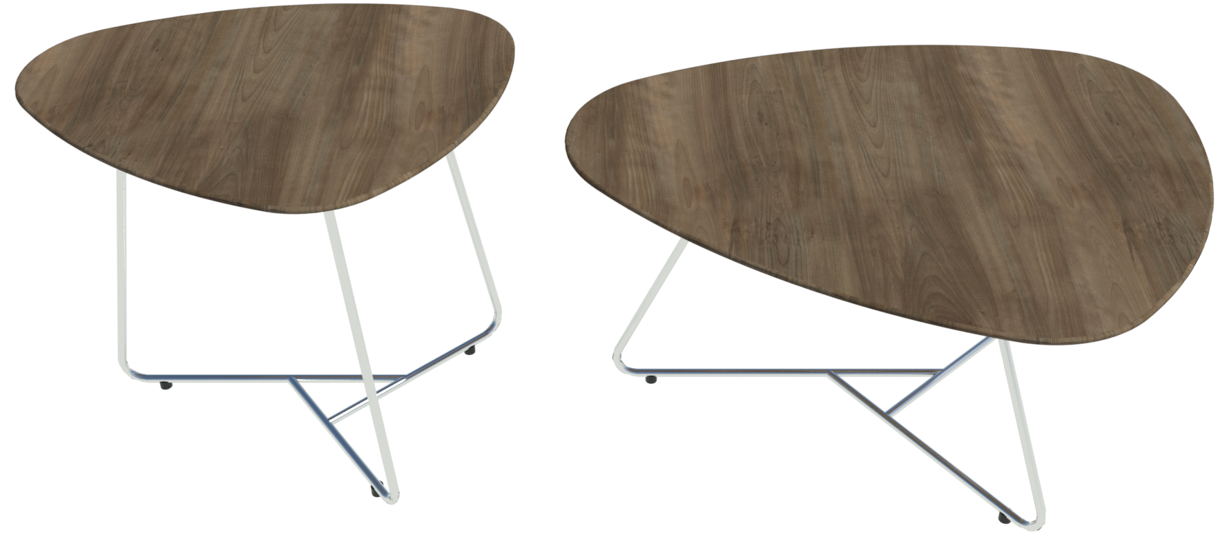 Revit Render of Yonda small and large triangular tables.