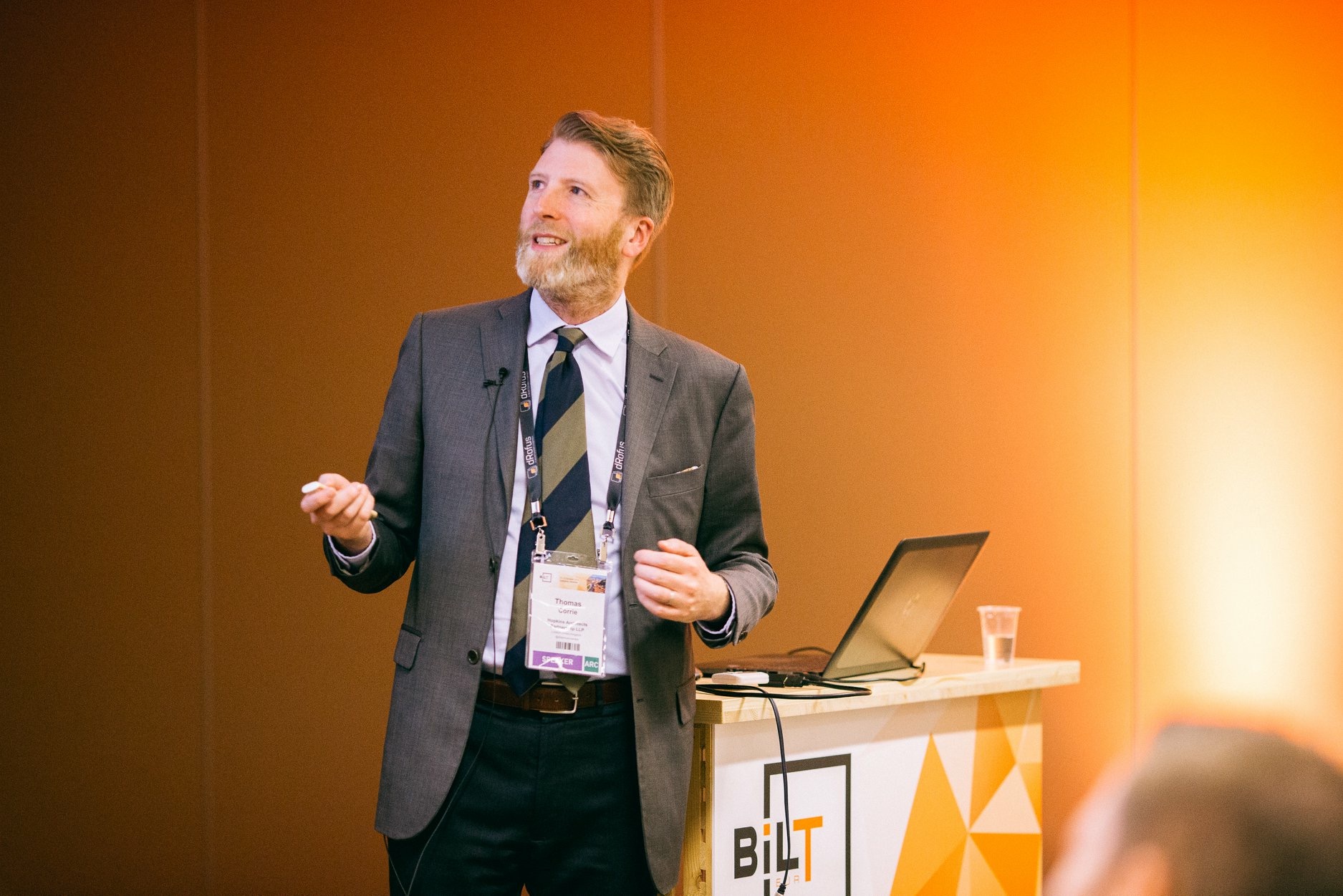 Thomas Corrie presenting at BILT Europe 2018 in Ljubljana.